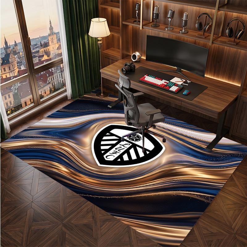 Leeds United Voetbal Print Kristalfluweel Tapijt, Comfortabel Waterabsorberend Antislip Binnen Vloerkleed
