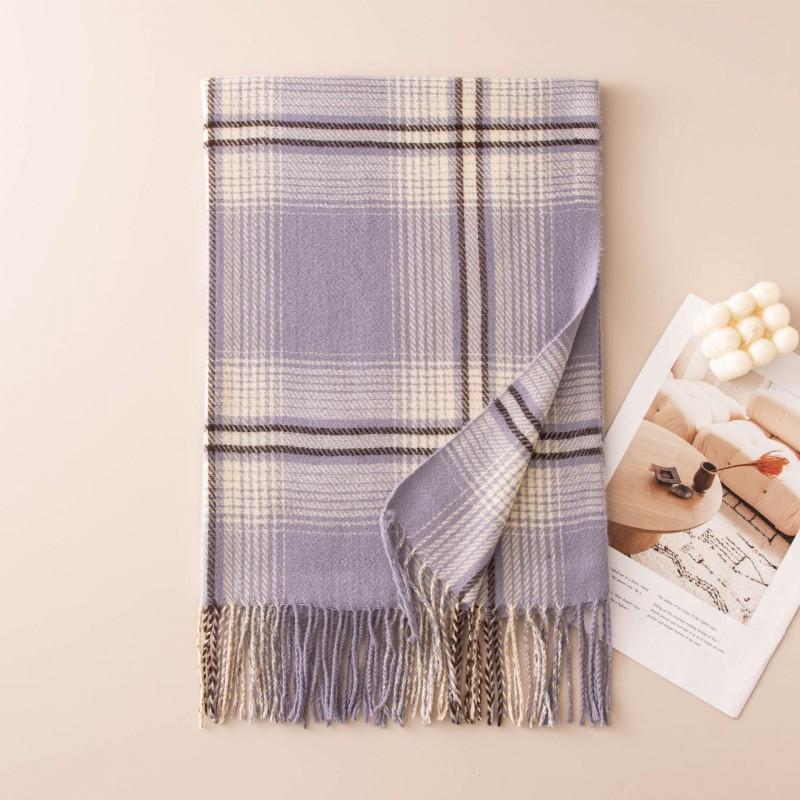 Thick Warm Faux Cashmere Plaid Scarf Women Men Winter College Style Long Wrap Shawl Daily Commute