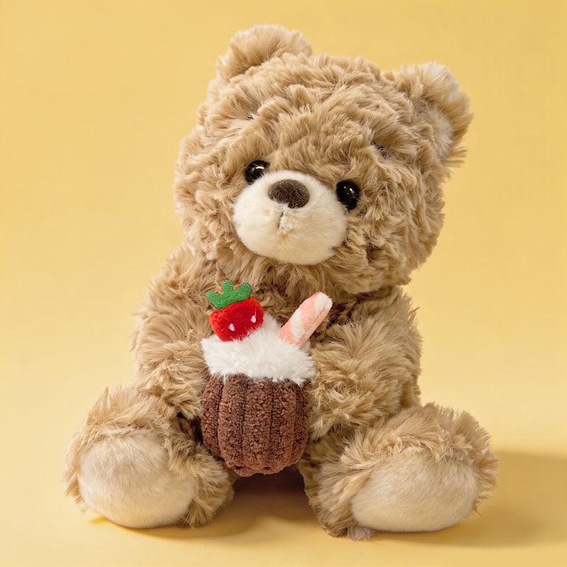 Cute Sleepy Doll Teddy Bear Holding Cake - Plush Toy Gift for Friends
