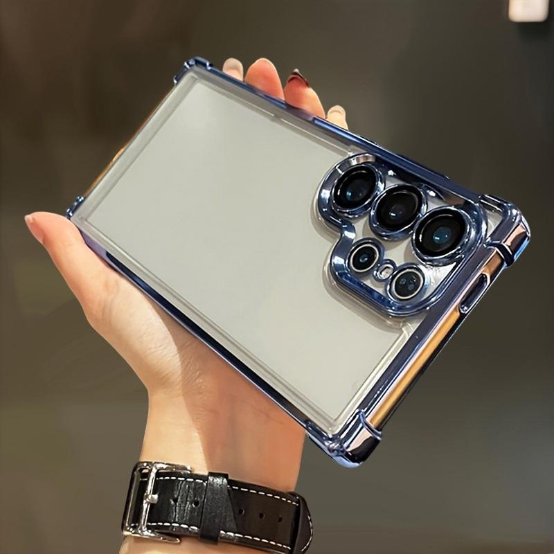 Transparent Phone Case For Samsung Galaxy S26 S25 S24 Ultra Plus S26Ultra Cases Plating Shockproof Bumper Clear Cover
