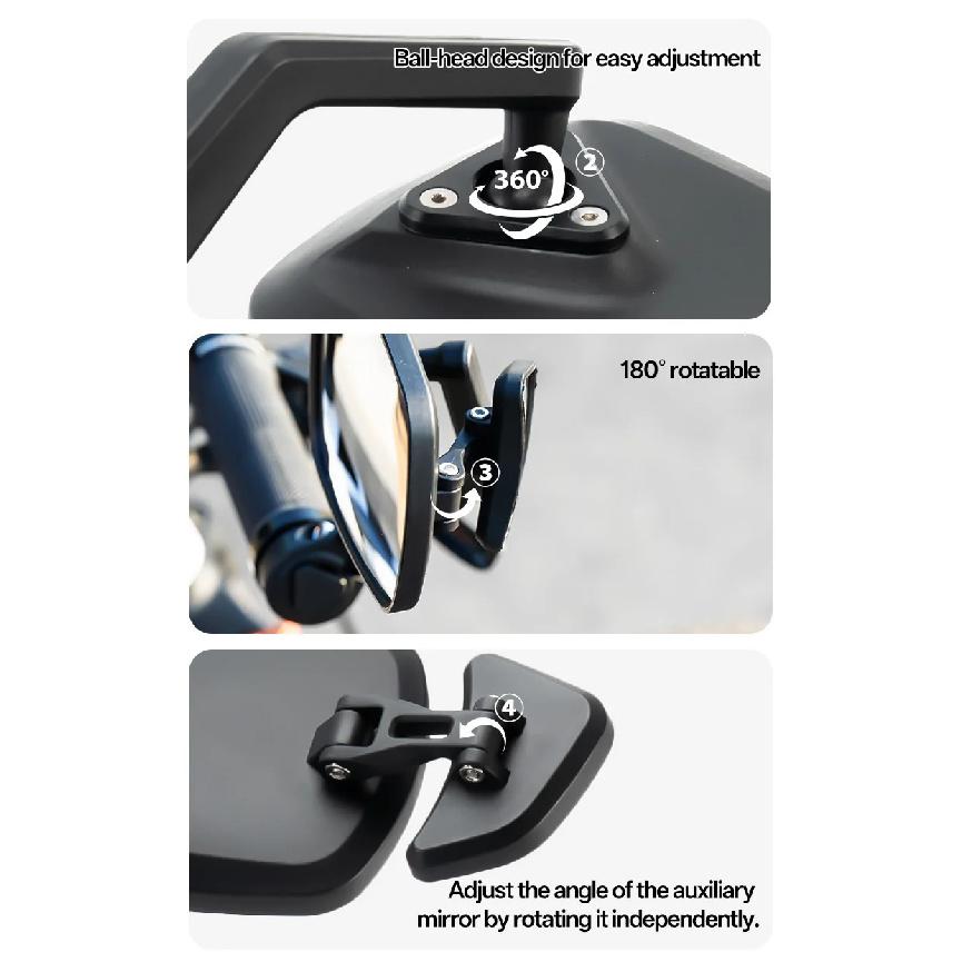 Walosphy HD Dual Bike Rearview Mirror 360° Rotatable Mountain Bike Side Mirror Ultralight Bike Handlebar End Mirror