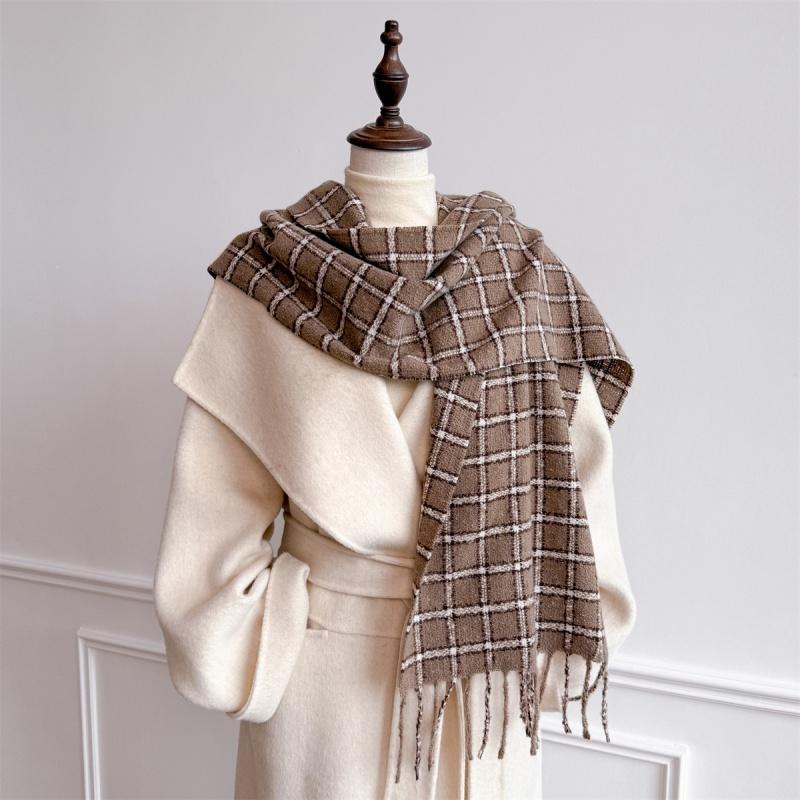 Luxury Winter Plaid Scarf for Women Men British Style Cashmere Scarves With Tassel  Christmas Female Winter Warm Clothing