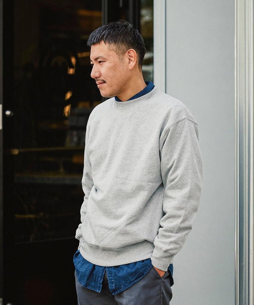 GORDON MILLER Men's Sponsor Print Sweatshirt, 12.7 Oz. Crew Neck, Size L, Light Gray/Blue, 1745169