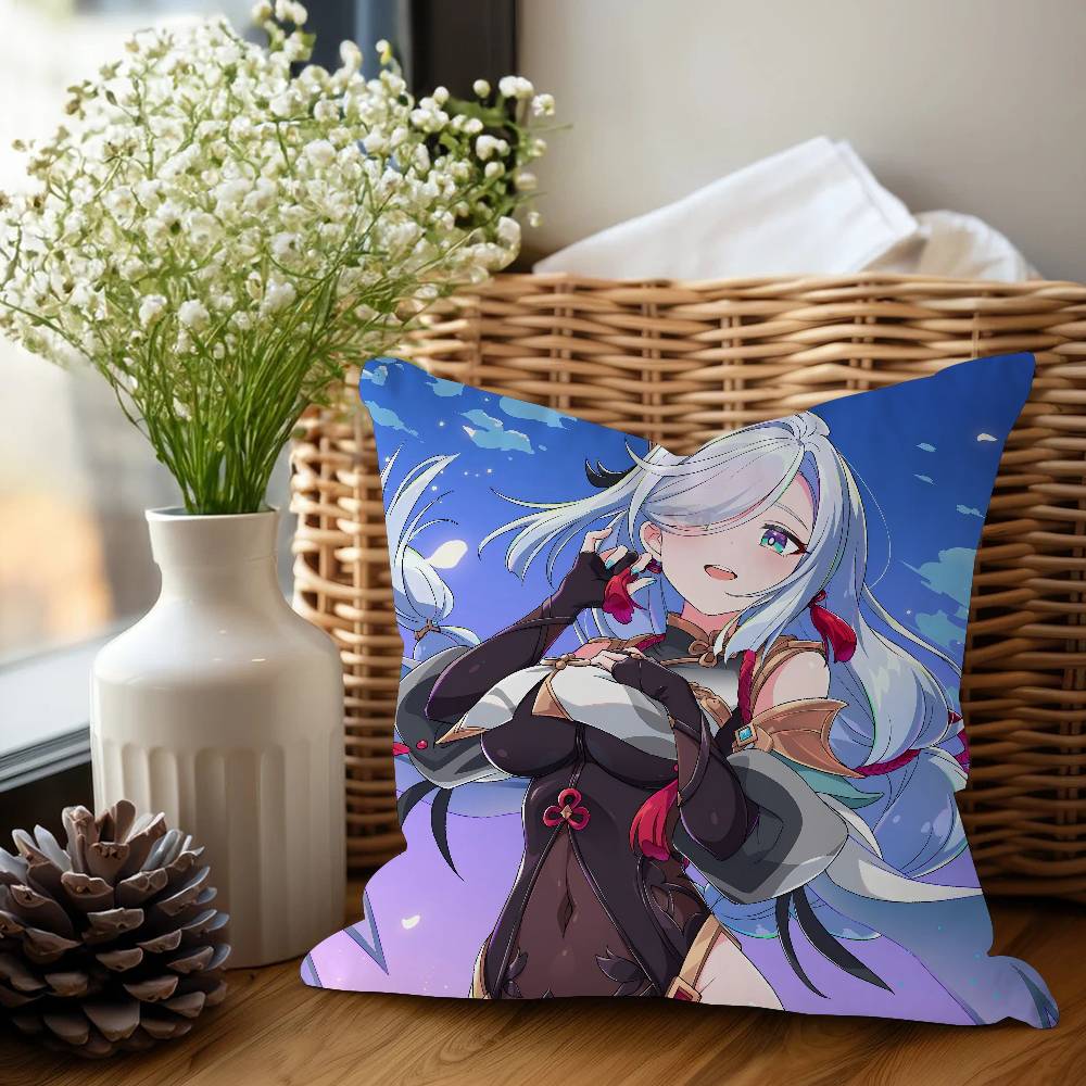 

Game S-Shenhe Decorative Room Aesthetics Pillow Case Home Decor Bedroom Sofa Bed Couch Pillow Cover 45x45 12x12Inch