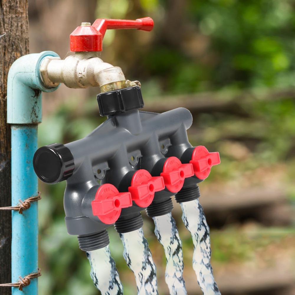 4 Way 4 Way Hose Splitter Plastic Garden Hose Splitter Durable Water Tap Splitter  Home Garden