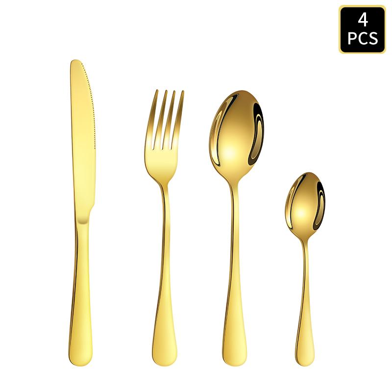 4/16/24pcs Stainless Steel Cutlery Knife, Fork and Spoon Set 1010 Round Handle Cutlery Suitable for Wedding Party Hotel