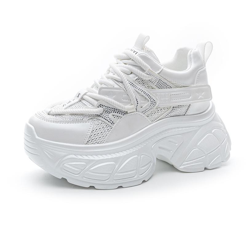 

Маленькая платформа папины кроссовки 2025 весна новая мода стразы внутренняя высота увеличение женская обувь спортивная обувь женская универсальная 39 белый