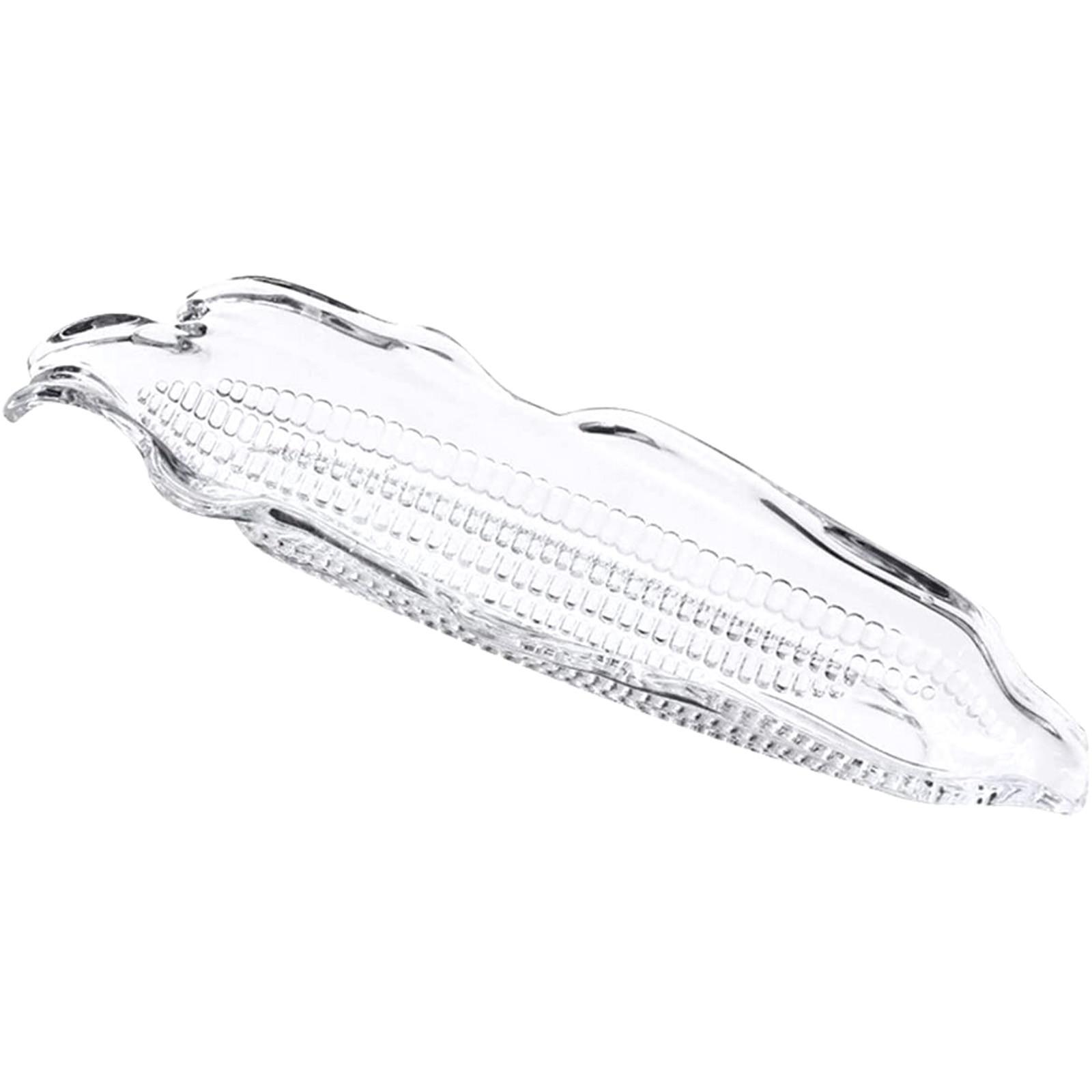 Glass Corn Tray Serving Platter Corn Shaped Dish for Serving Snacks Appetizers and Side Dishes Durable Clear Glass Design