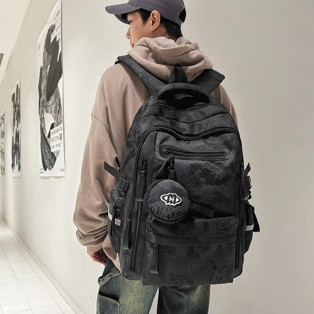Schoolbag new Korean ins schoolbag women's high-value solid-color backpack casual simple and lightweight travel large-capacity backpack
