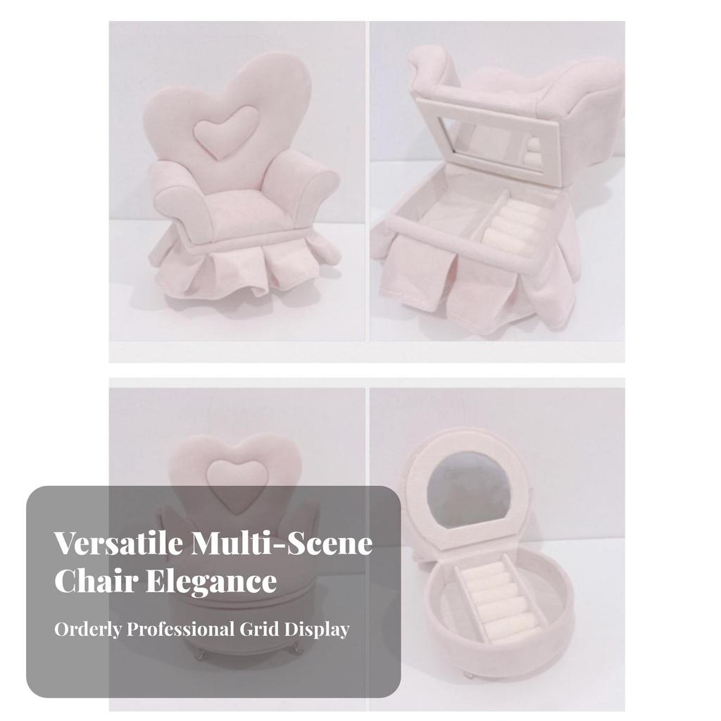 Upholstered Miniature Armchair with Heart Backrest Decorative Velvet