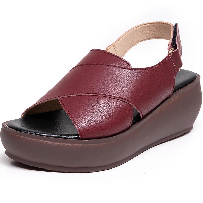 Fashion GKTINOO Women's Sandals Genuine Leather Platform Sandal 2025 Summer Thick Sole High Heels Ladies Sandal Summer Shoes For Women