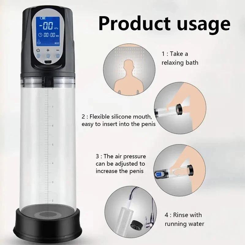 1 PCS Electric Penis Pump Enlargement Vacuum Pump Automatic Penis Enlargement Extension Pump Masturbation Penis Mens Sex Toy 18+
