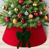 Christmas Tree Skirt Soft Faux Suede Bow Design Foldable Reusable Base Cover Festive Christmas Decoration