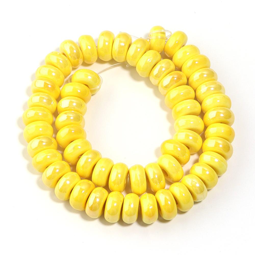 Прибл. 55 шт./Лот 5x9 мм Цветные Керамические Бусины для Изготовления Украшений Бусины для Счета Свободные Бусины Разделители Аксессуары для Браслетов DIY жёлтый