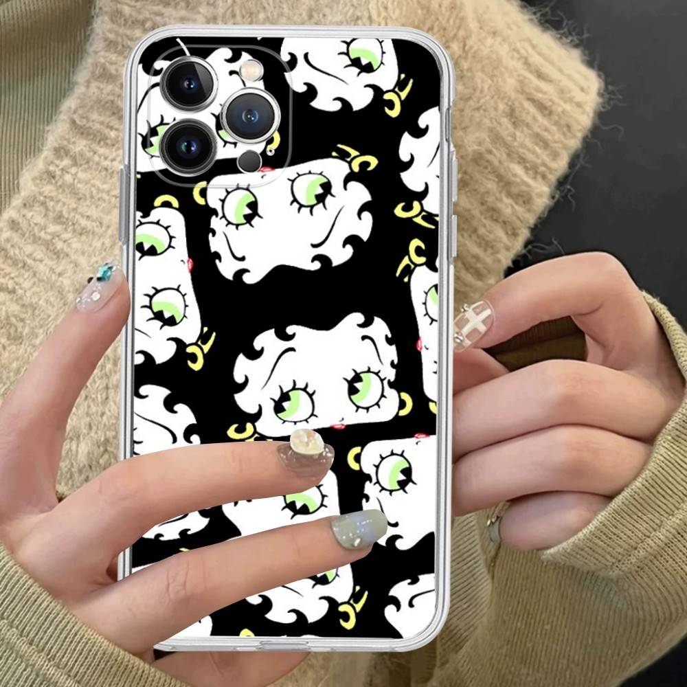 Animation B-Betty Boop Transparent TPU Phone Case For IPhone 17 11 12 13 14 15 16 Pro Max 16 Plus Cover