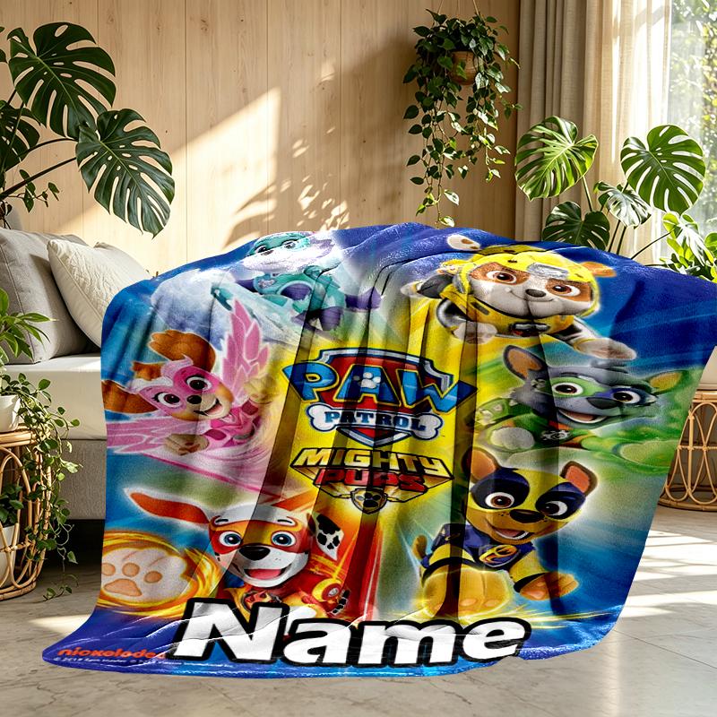Custom Name Personalized PAW Patrol Print Blanket, Home Decor, Bedroom, Sofa, Camping, Couch, Gifts for Birthday Christmas