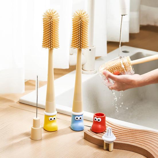 360 Degree Flexible Silicone Bottle Brush Set Hanging Hole Design Multifunctional Cleaning Brush Universal Cleaning Tool
