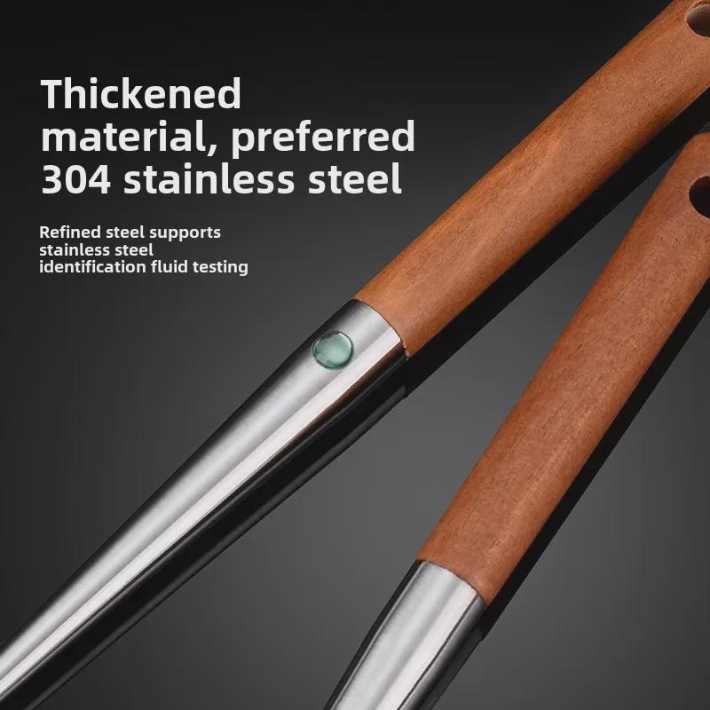 304 Stainless Steel Long Handle Round Cooking Spoon - Ideal for Kitchen Use and Frying Fish