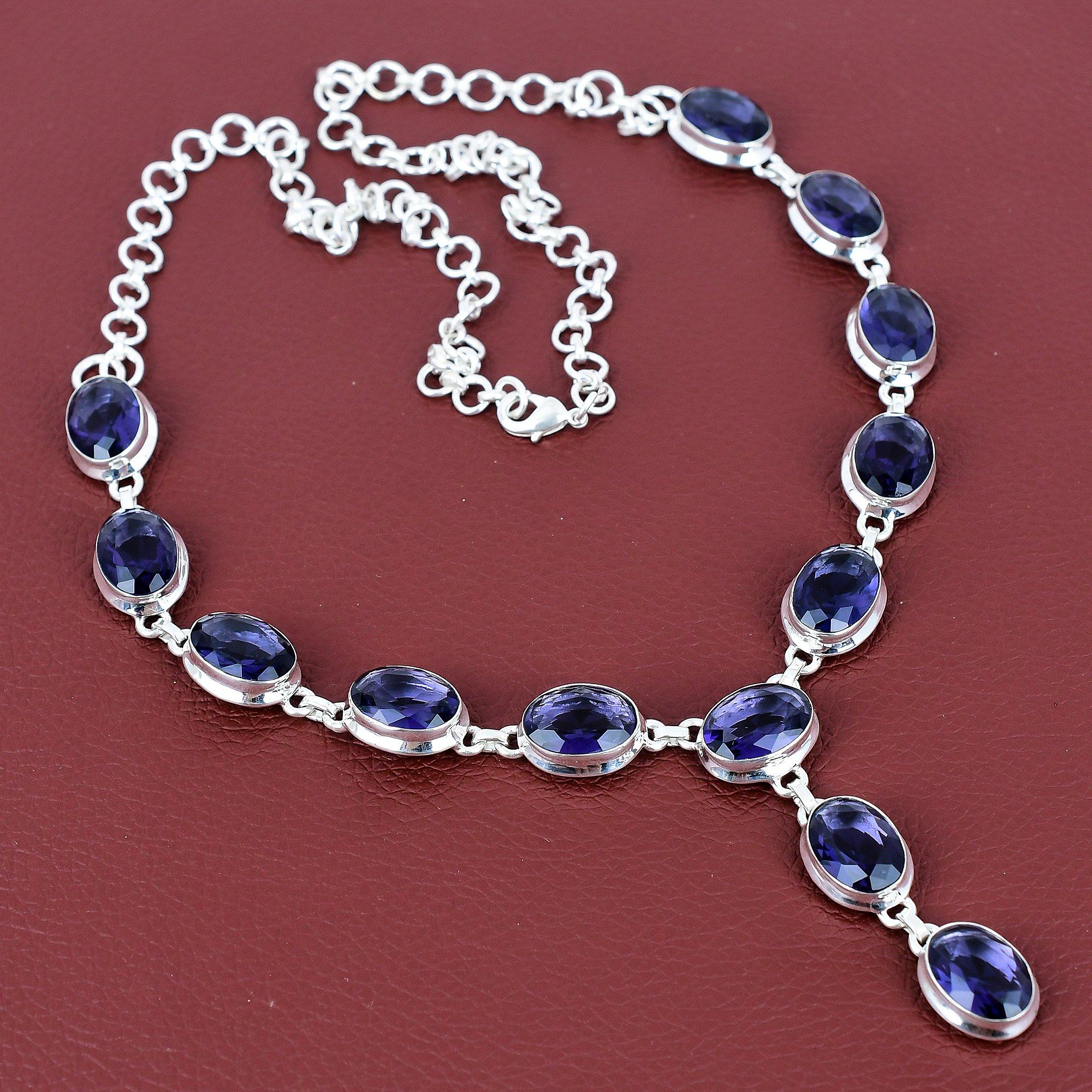 

Faceted african amethyst necklace handmade jewelry gemstone necklace 925 sterling silver necklace adjustable chain necklace gifts for mother Adjustable