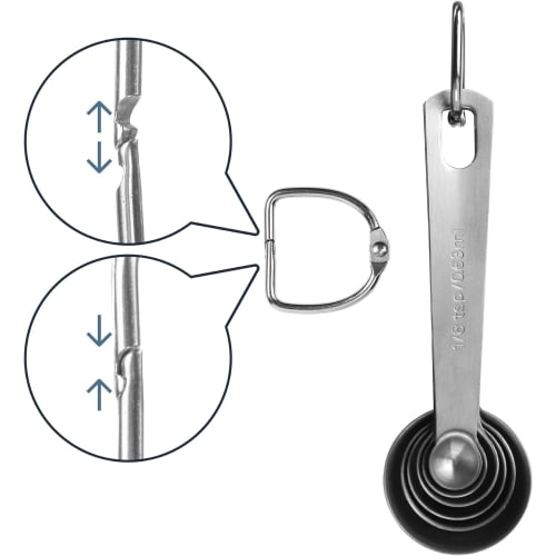 momee Measuring Spoons, Set of 6, Stainless Steel, Thick, Cookware, Tablespoons, Teaspoons, Liquids, Coffee, Condiments, Compact Storage