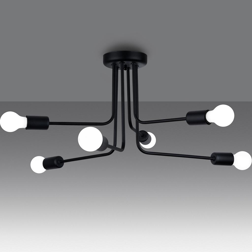 Lampa Przysufitowa Norah 6 E27 Czarny Sollux Sl.1452