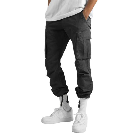 Men Cargo Pants Drawstring Waist Casual Trousers Multi-Pocket Loose Joggers Athletic Trousers for Daily Wear Exercise Street