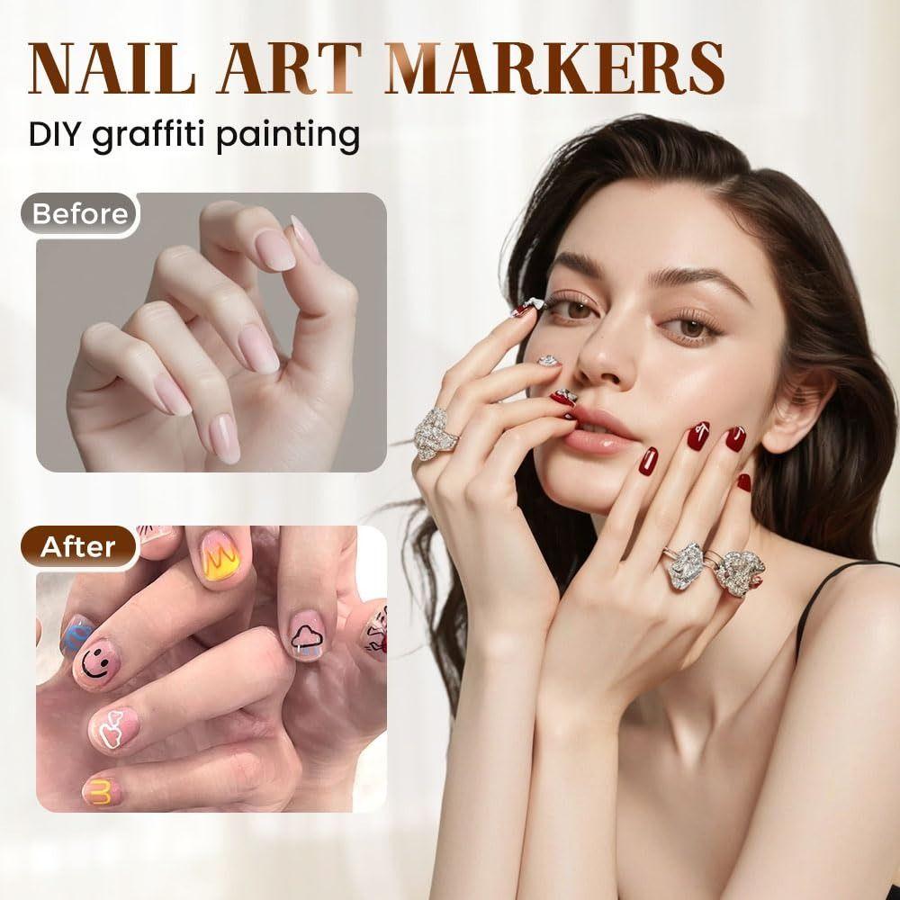 Marcadores de Nail Art DIY para Unhas de Gel Canetas de Tinta Acrílica à Prova d'Água Nova Caneta Graffiti para Nail Art
