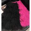 Miyake High-End Women's Tassel Layered Midi Skirt - Versatile & Slimming