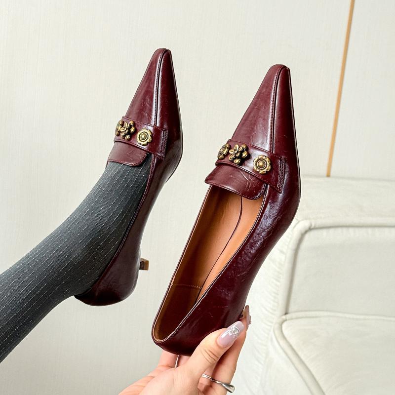Autumn Metal Buckle Pointed Toe Stiletto Low Heel Professional Women Shoes Comfortable Non-Slip Office Ladies Pumps