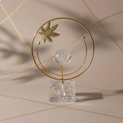 Crystal Ball Ornament Light Elegant Metal Hoop Figurine Nordic Design Table Decor for Living