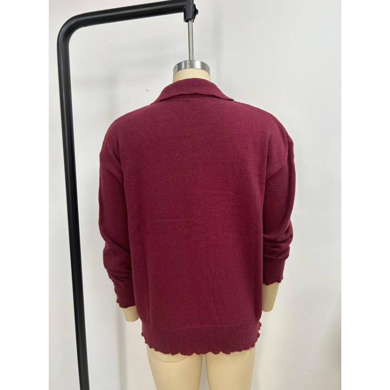 Damen S Gestrickter Knopf-Cardigan Pullover Mantel Einfarbige Langarm Freizeit