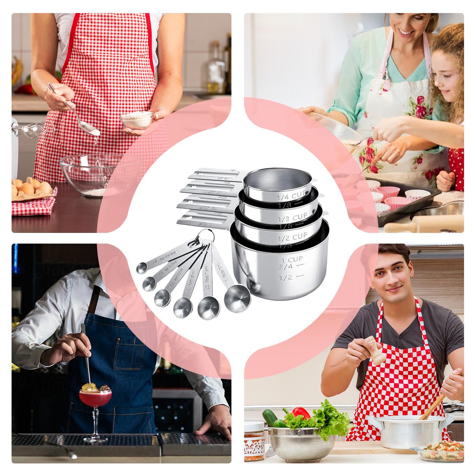 Measuring Cups Stainless Steel With Spoons Steel Accurate Stackable Kitchen Gadgets Dry & Liquid Ingredient Measuring Cups Set China Mainland