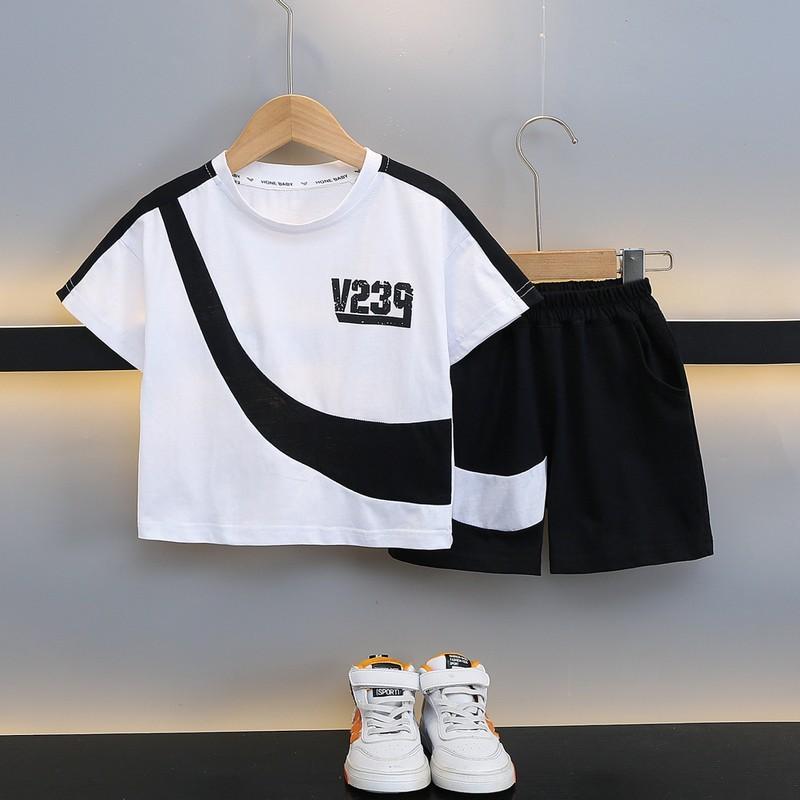 Cool And Comfortable Boys Summer Sports Set Stylish Short Sleeve Outfit For Kids