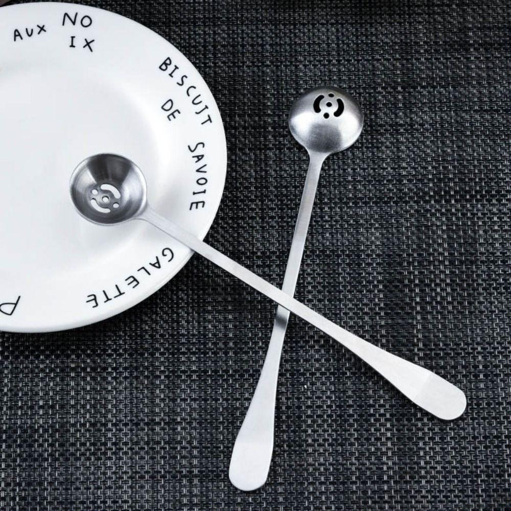 Edelstahl Oliven Sieblöffel Langer Griff Gurkenlöffel Marmelade Geschlitzter Löffel Fleischbällchen