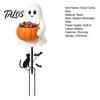 Sturdy Resin Ghost Candy Container Halloween Holder Garden Stake, Cute Glowing with Pumpkin Bowl, Gift for Lovers Outdoor Yard Sign Front Porch, Lawn,