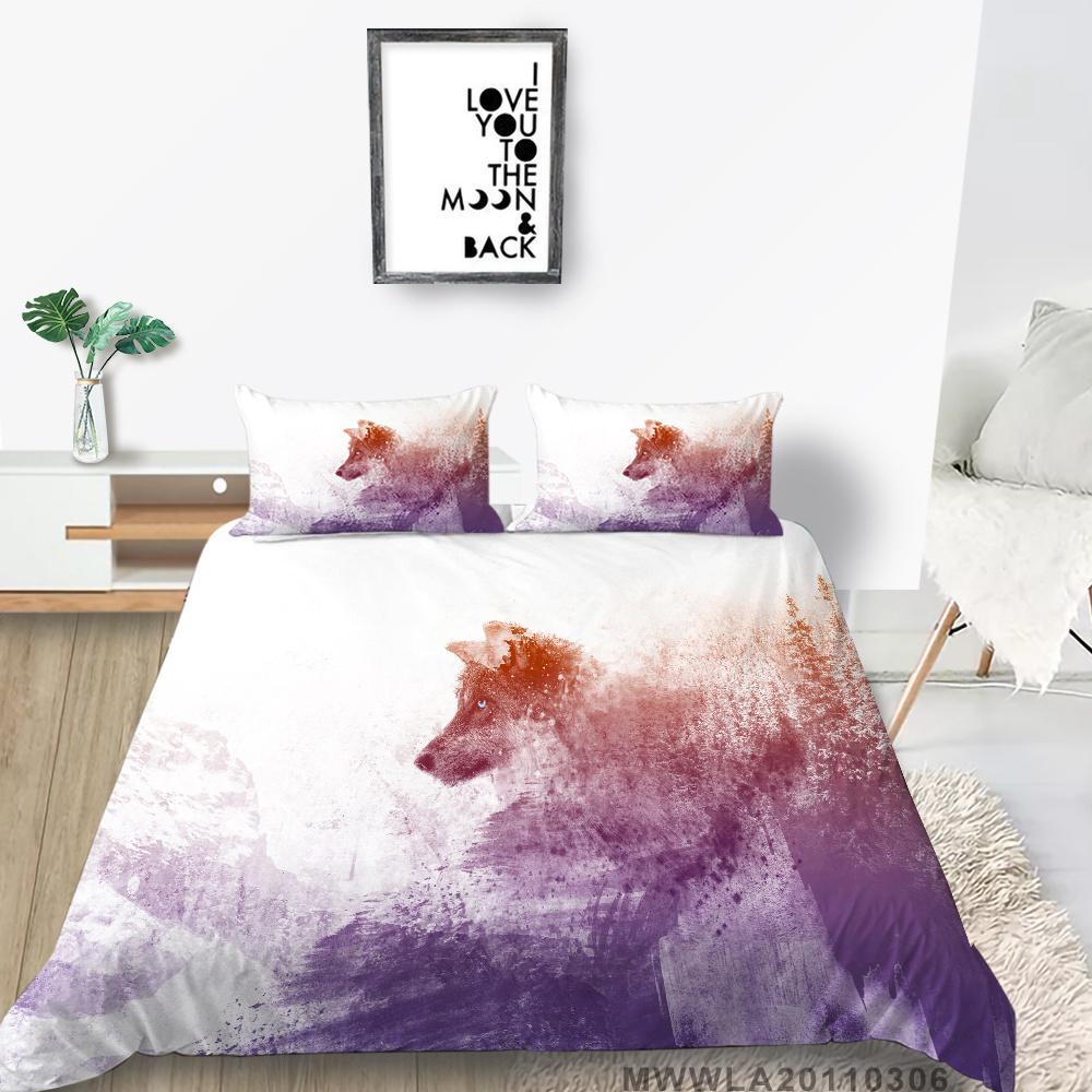 2023 New Style Comforter Cover Set 3D Wolf Printing Duvet Cover Animals Polyester Home Textiles Boys Girls Single Size Pillowcase