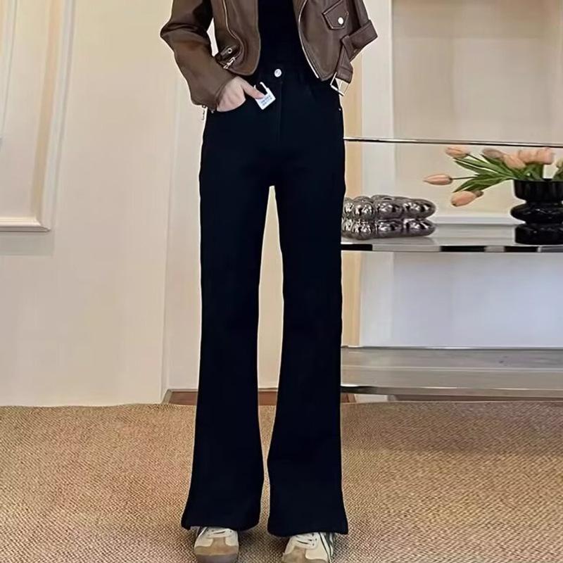 Women's Split Wide Leg Slightly Flared Jeans Spring and Autumn New Elastic Straight Leg Jeans