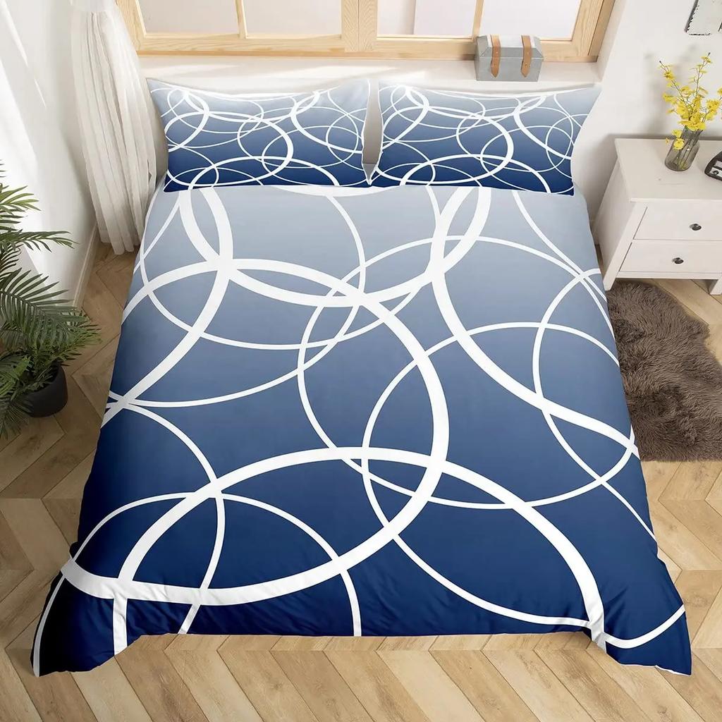 Geometric Squares Duvet Cover Set Red Beige Circle Bedding SetModern Simple Style Comforter CoverAbstract Art Quilt Cover King