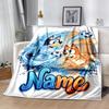 Bluey's Adventure World Customize Your Name Blanket Throw Personalized Blanket Warmthful Decor for Bed Living Room Bedding Chair Four Seasons Universa