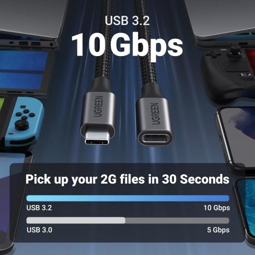 UGREEN USB-C Extension Cable Extension Cord PD Compatible 100W/5A Fast Charging USB3.2 Gen2 (10Gbps) High Speed ??Data Transfer [4K@60Hz Compatible] T