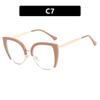 Cat-Eye Semi-Rimless Large Anti-Blue Light Eyeglass Frames, 2023 Retro Trend, European & American Style.
