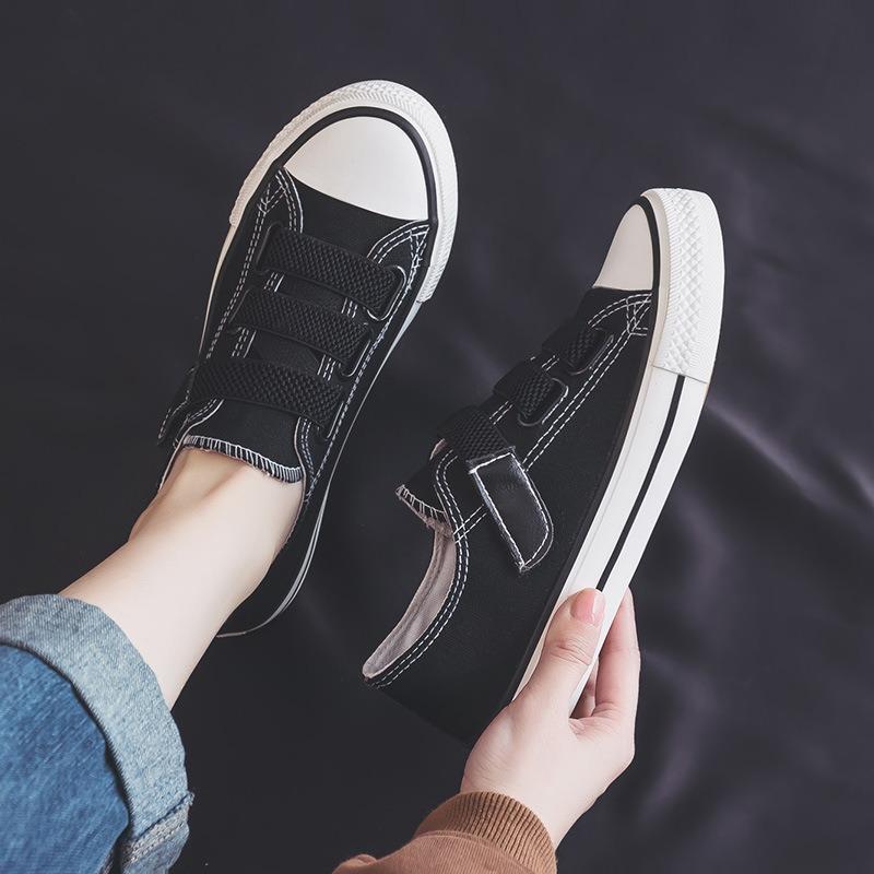 Low-top Canvas Shoes Women's Velcro Spring New Buckle Little White Shoes Student Cloth Shoes Women's Lazy Shoes