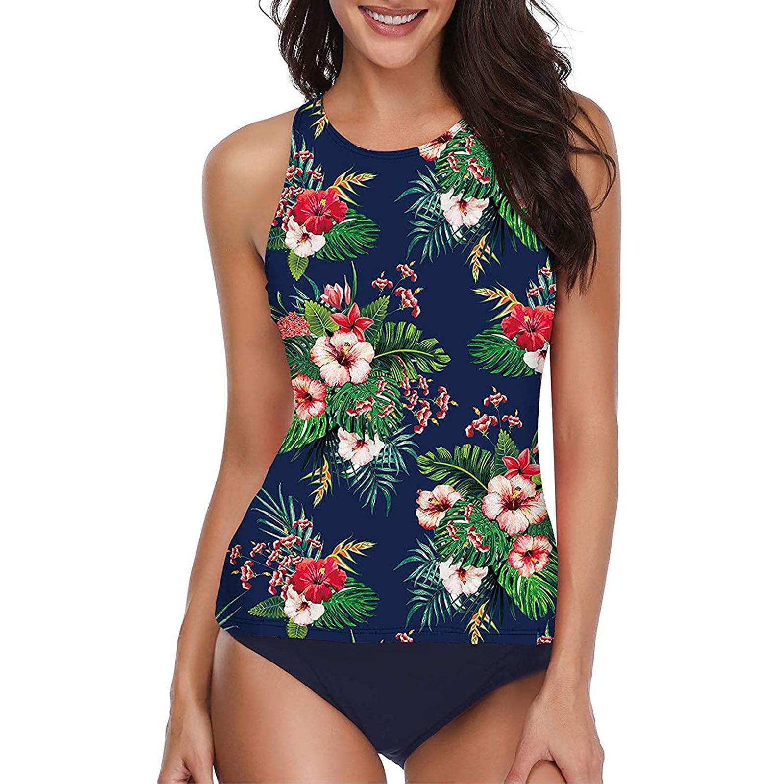 

Women Sexy Bikini Set Print Wide Straps High Neck Backless Swimwear L армія зелений колір