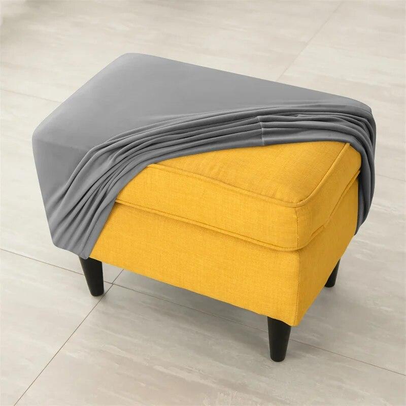 1 stk. Pufftrekk i fløyel, elastisk, rektangulært, 360° heldekkende fotskammeltrekk, stoltrekk, beskyttelse