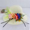 Pastoral flowers straw hat women summer sunscreen sunshade bucket hat travel seaside beach basin hat foldable