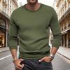 Men's Fall Winter Slim Fit Crew Neck Long Sleeve Sweatshirt, Solid Small Grid Pattern Casual Base Layer Pullover Tops