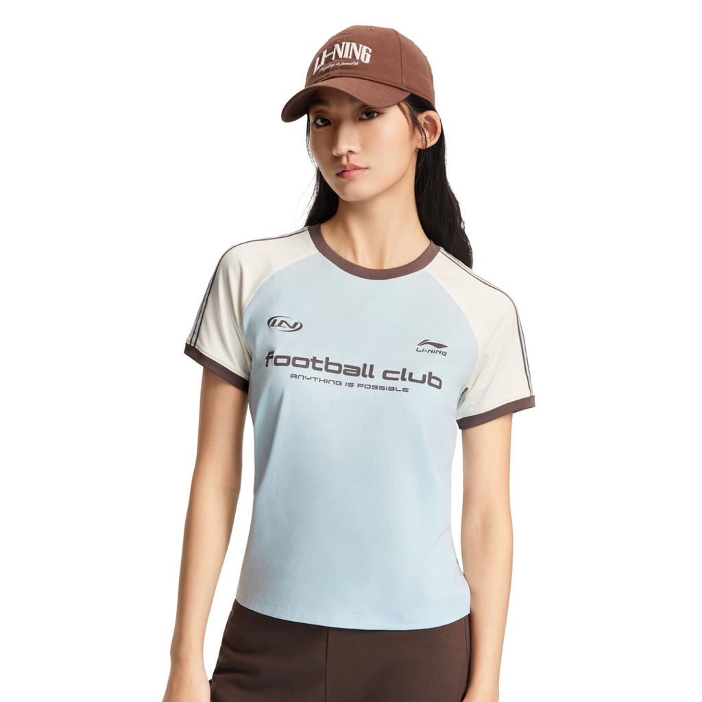 Li Ning Sports Lifestyle Series Letter Round Neck T-Shirt Women Tops ATSW366-1