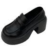 Spring Autumn New Versatile Shoes Ladies Thick Heeled Black Leather Shoes Retro Fashion High Heels Casual Women's Loafers Mujer
