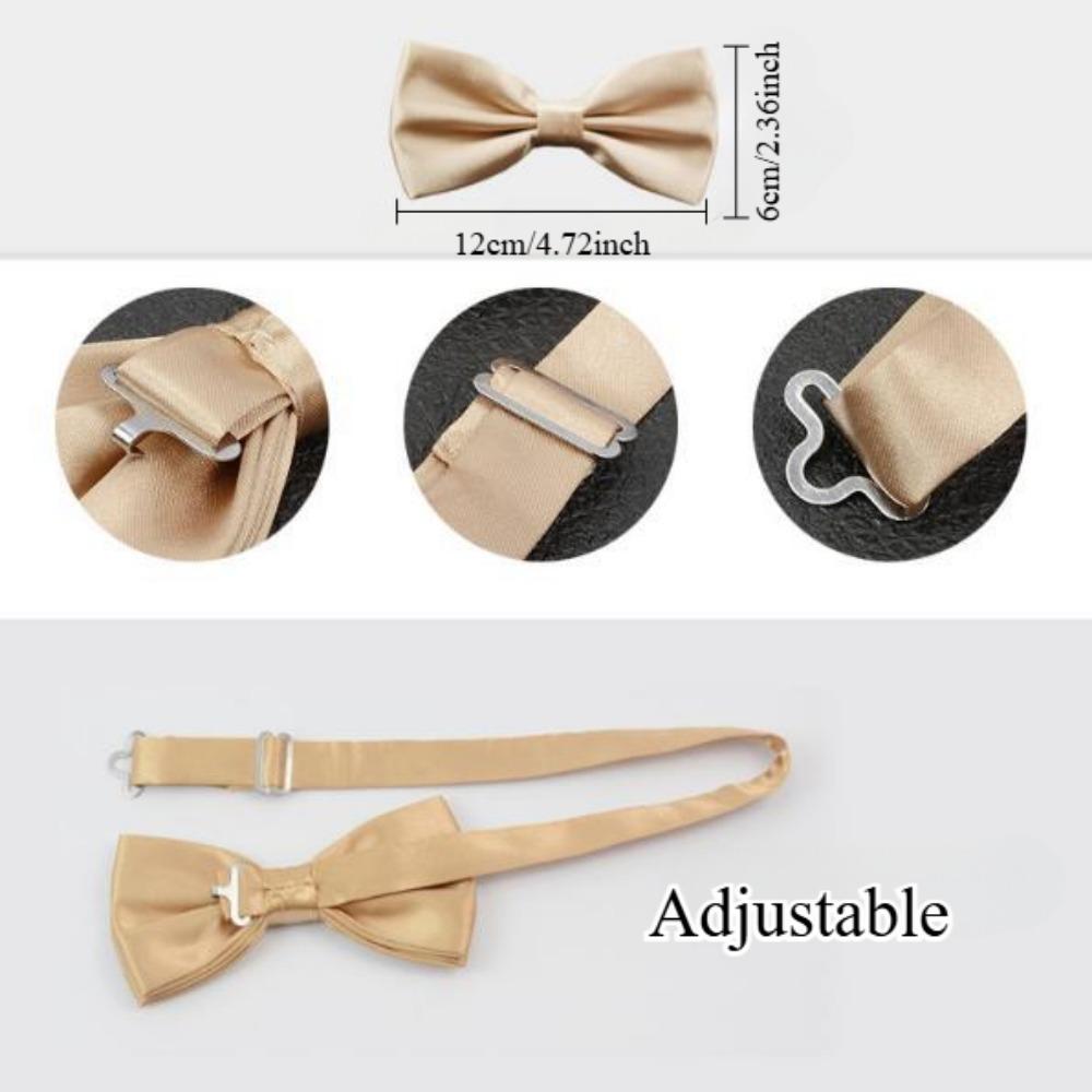 Mens Adult Bowtie Classic Fashion Wedding Party Formal Satin Gift Plaids Multicolor Adjust Neck Bow Tie Clip-On