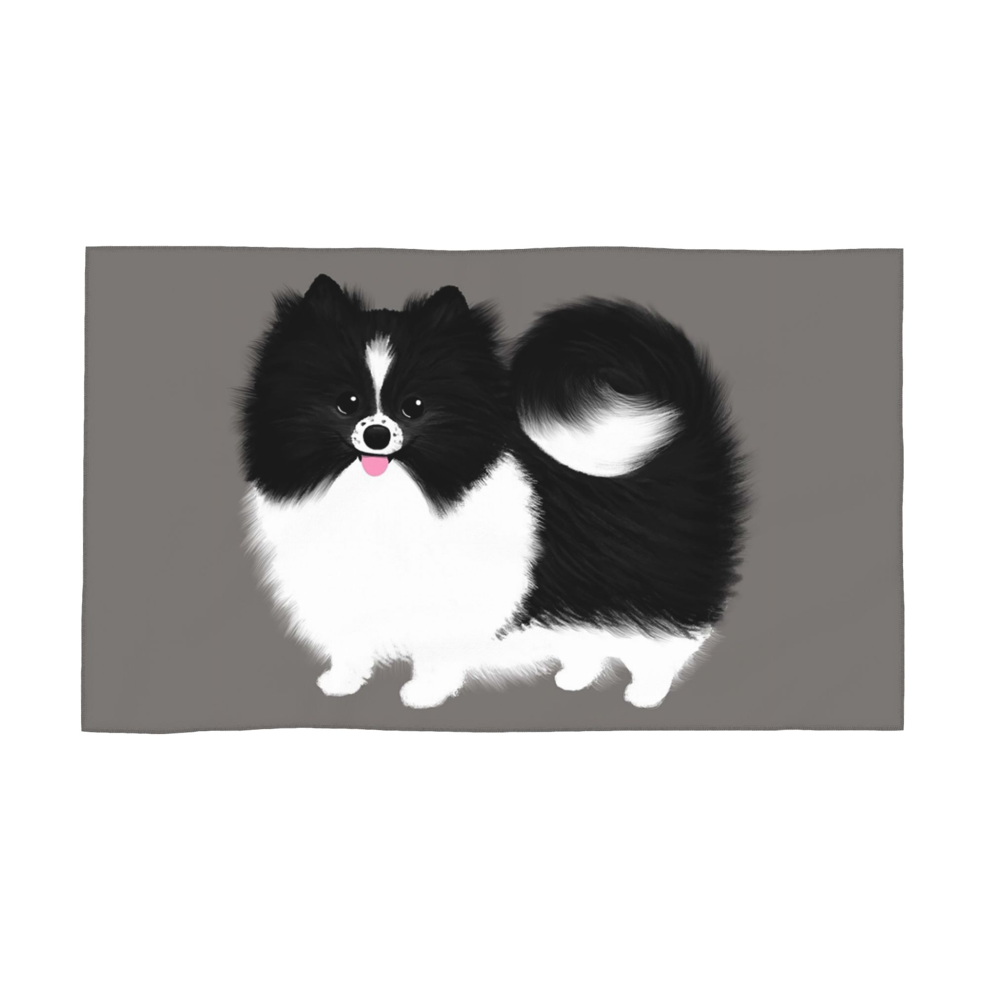 

Black and White Parti Pomeranian Fluffy Dog Soft Face Towel Quick Dry Pool Bath Cotton Towels Breathable W30*H60(CM)